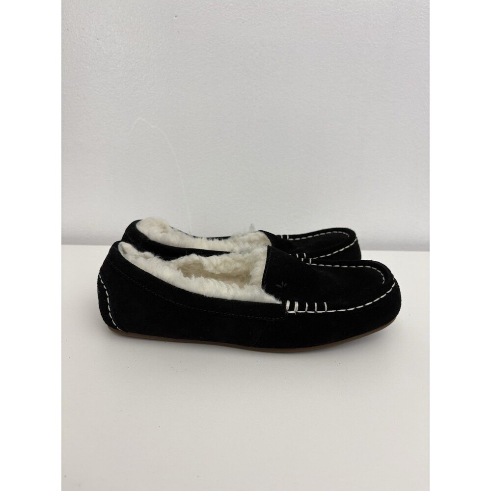EUC Koolaburra by UGG Lezly Black Suede Moccasin Slippers Women's Size 8